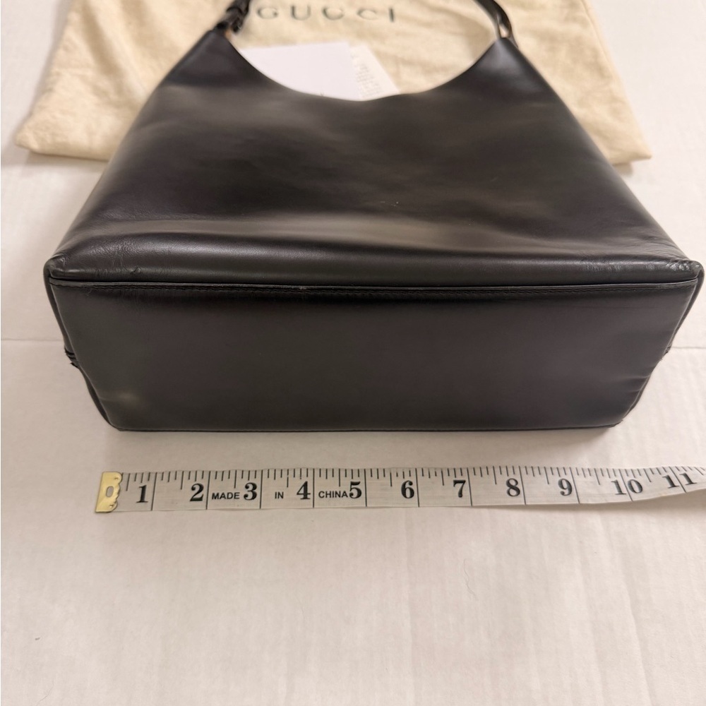 Vintage Gucci Black Leather G logo Buckle Hobo Bag with Attached Mini Bag - Picture 15 of 16